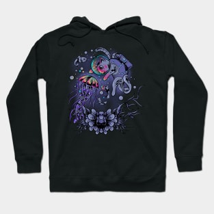 cat and jellyfish friendship Hoodie